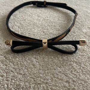 WHBM Skinny Faux Tiger Print Belt with Black Bow. Size XS